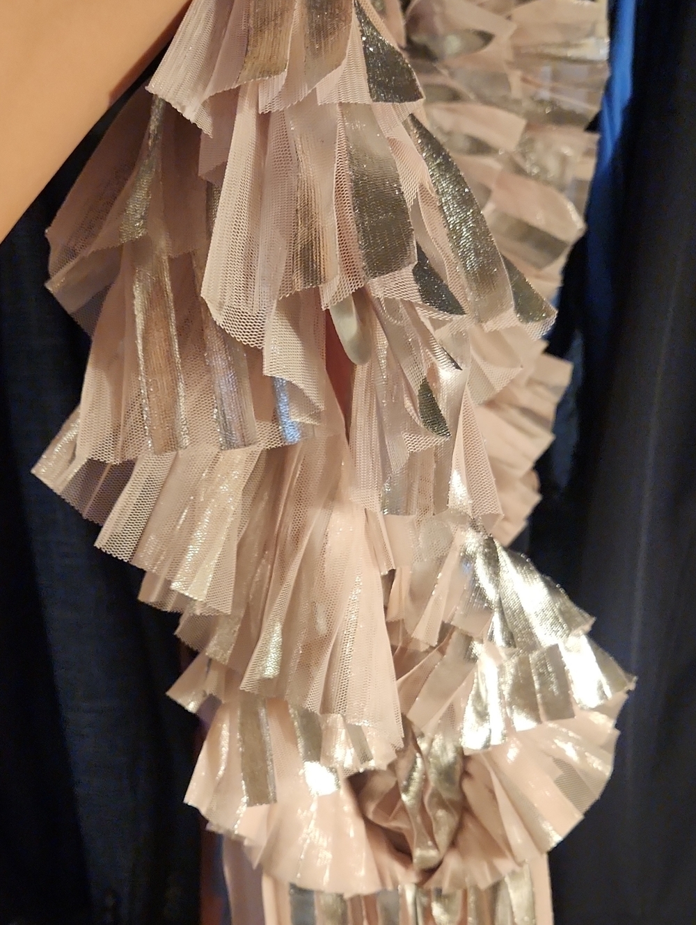 Anthro Pleated Pink Foil Top - Picture 6 of 7